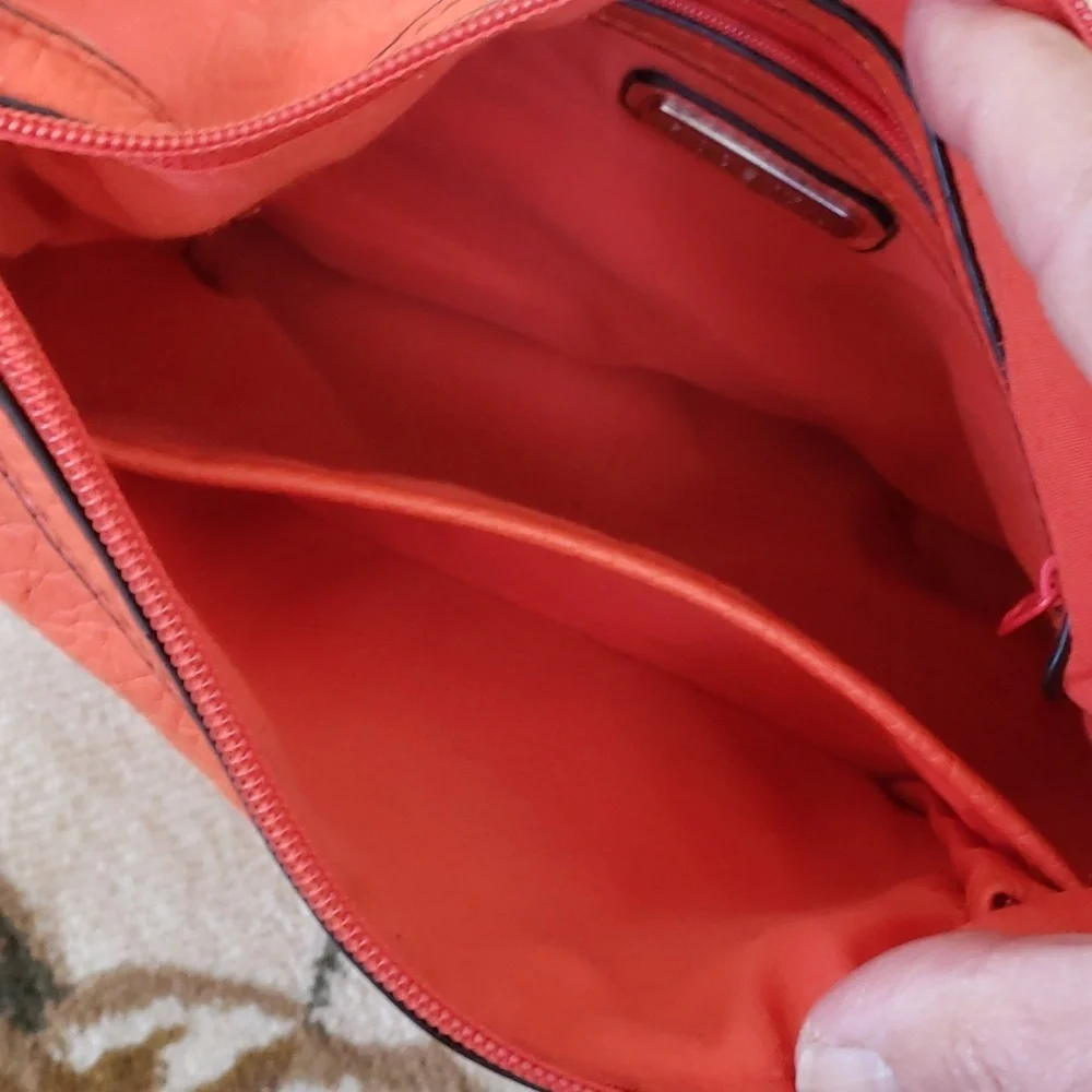 Rosetti Clara Triple Play Crossbody Bag, Faux Pebbled Leather, Orange, Midsize